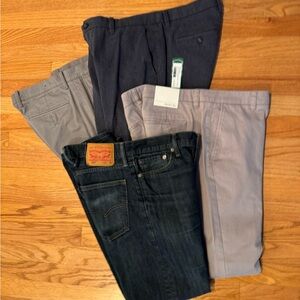 Men's Chinos and Jeans - Dark Blue, Gray, and Beige